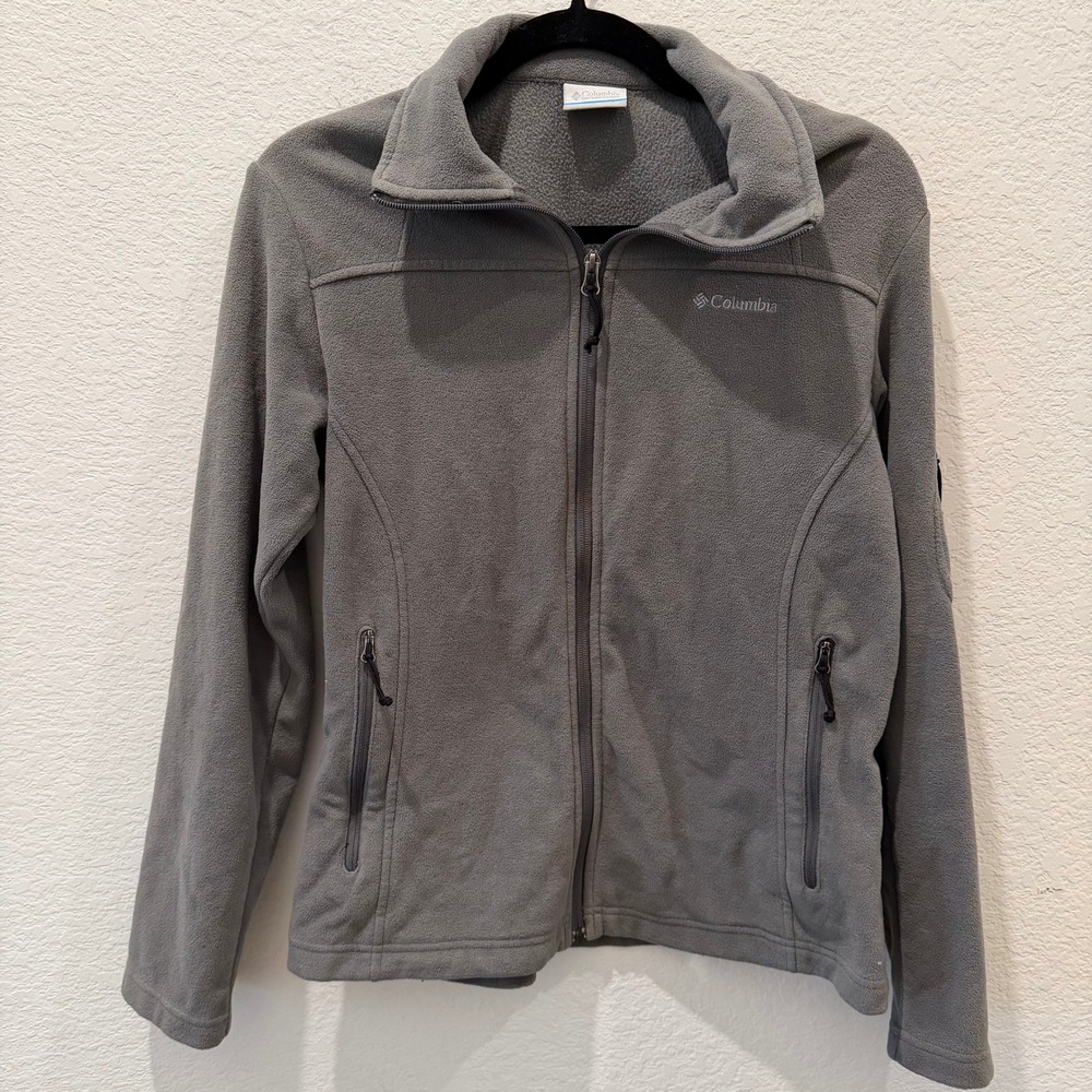 Columbia Womens Gray Full Zip Fleece Jacket Fast Trek II Mock Neck Small